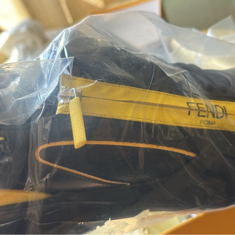 Fendi Black and Yellow Designer size 11 Flow Sneakers